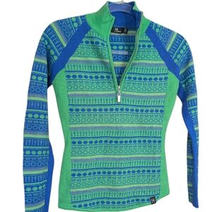 Neve Merino Wool Blend 1/4 Zip Long Geometric Print Sweater...Size XS